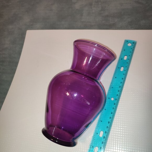 Purple Glass Vase Medium Size Violet Lilac Flowers Decor Boho Retro Style - Picture 2 of 7